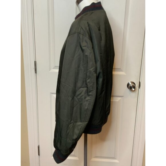 Salvatore Ferragamo Men's Gray Check & Green Reversible Bomber Coat, Size 50 - Picture 11 of 13